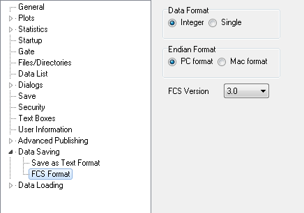 图 8.25  Data Saving - FCS Format Preferences (数据保存 - FCS格式设置)